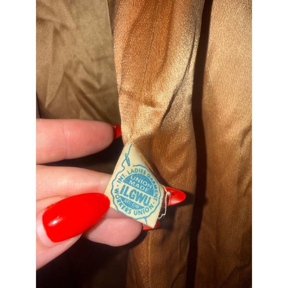 Vintage Fleischers Camel Wool Coat Real Fur Collar ILGWU Union Tan Mid Length - Picture 4 of 10